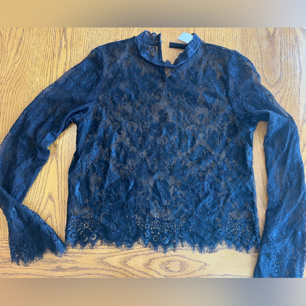 Divided Black Lace Top